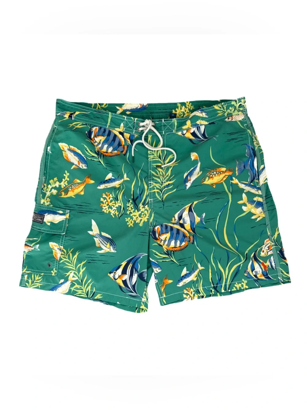Vintage Polo Ralph Lauren Swim Trunks Mens Large L Green Tropical Fish 7